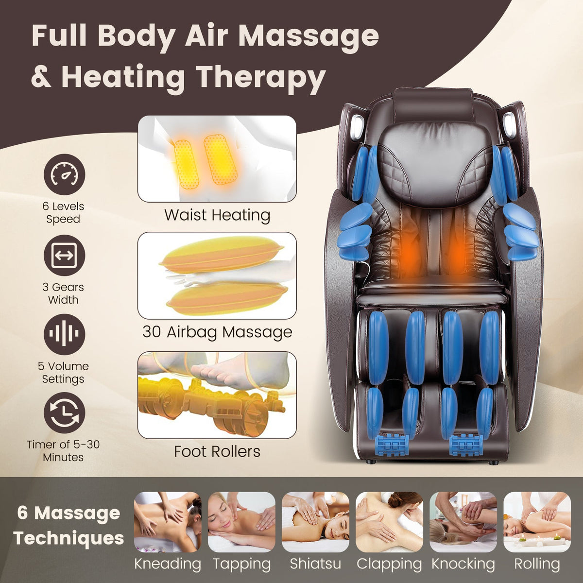 Provox 27-Comfort Full Body Massage Chair with SL Track Airbags Heating, photo 5 of 26