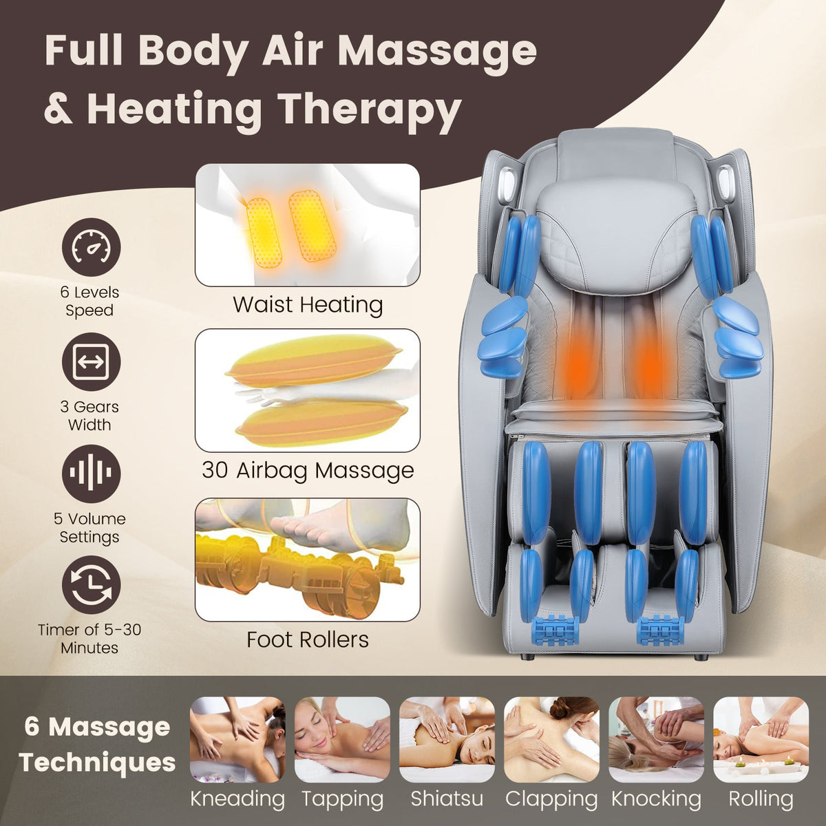 Provox 27-Comfort Full Body Massage Chair with SL Track Airbags Heating, photo 18 of 26