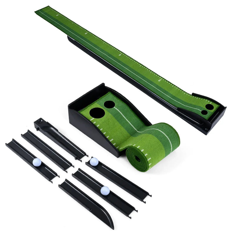 Putting Green Indoor Golf Putting Mat with Auto Ball Return 3 Putting Practice Balls by DirectDeals