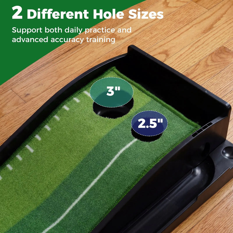 Putting Green Indoor Golf Putting Mat with Auto Ball Return 3 Putting Practice Balls by DirectDeals