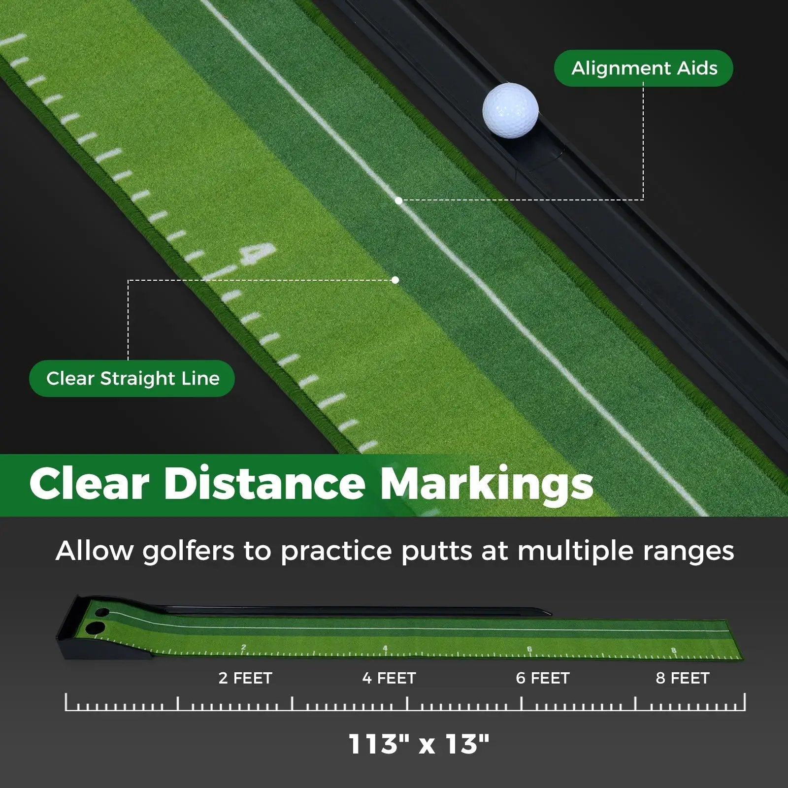 Putting Green Indoor Golf Putting Mat with Auto Ball Return 3 Putting Practice Balls by DirectDeals