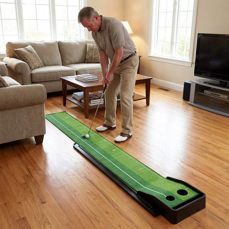 Putting Green Indoor Golf Putting Mat with Auto Ball Return 3 Putting Practice Balls by DirectDeals