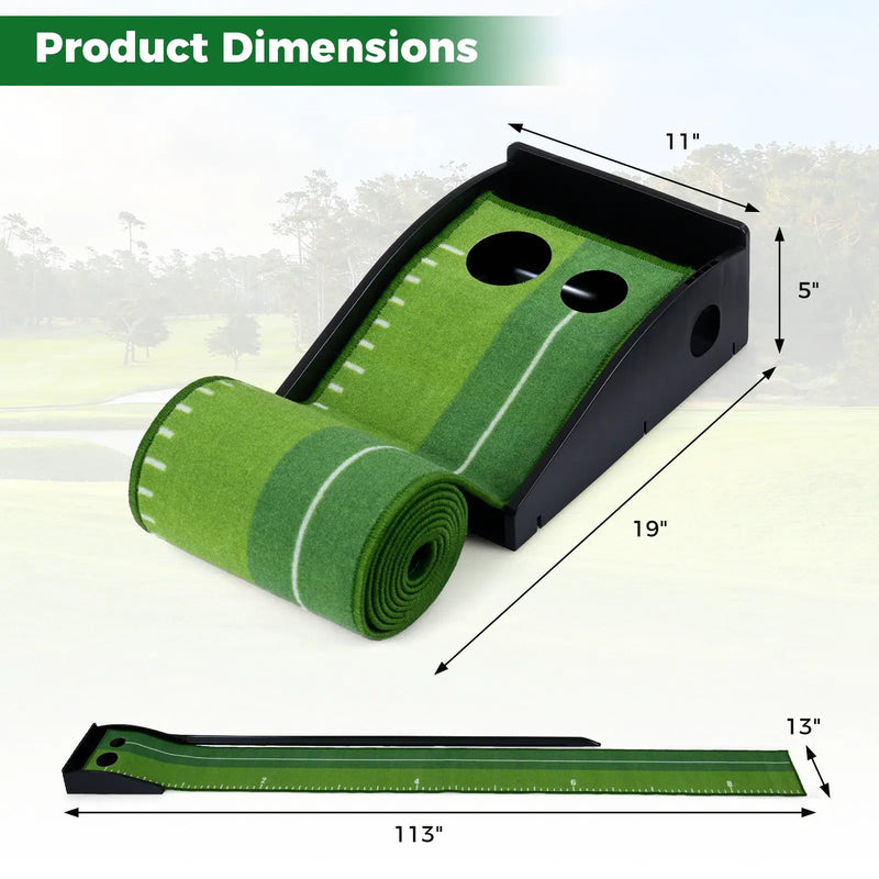 Putting Green Indoor Golf Putting Mat with Auto Ball Return 3 Putting Practice Balls by DirectDeals