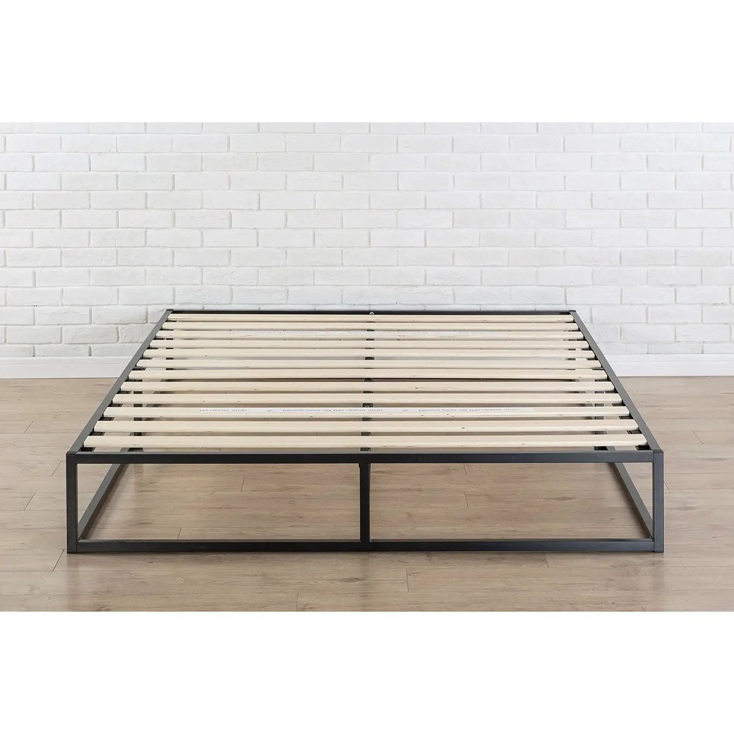 Queen size Modern 10-inch Low Profile Metal Platform Bed Frame with Wood Slats by HomePacific