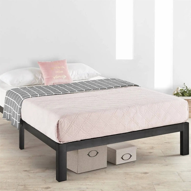 Queen size Metal Platform Bed Frame with 3.86 inch Wide Heavy Duty Steel Slats by HomePacific