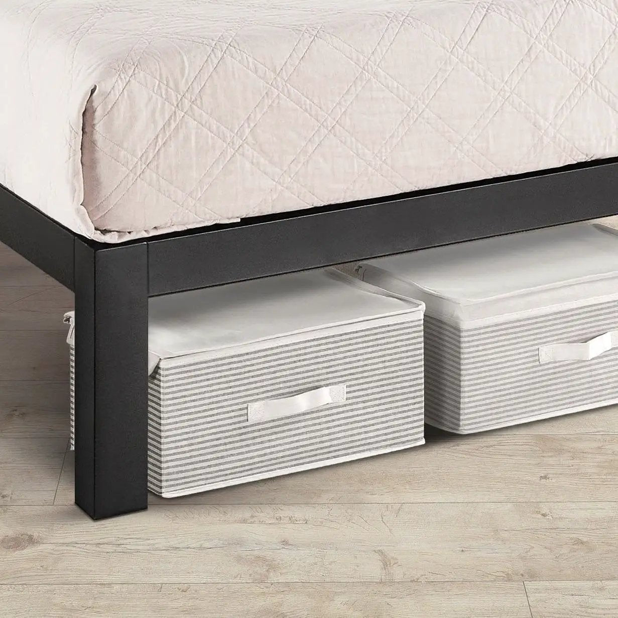 Queen size Metal Platform Bed Frame with 3.86 inch Wide Heavy Duty Steel Slats by HomePacific