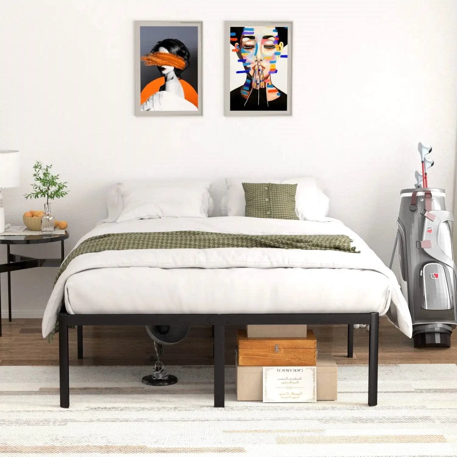 Queen 18-inch Rounded Edge Corners Metal Bed Frame with Under-bed Storage Space by HomePacific