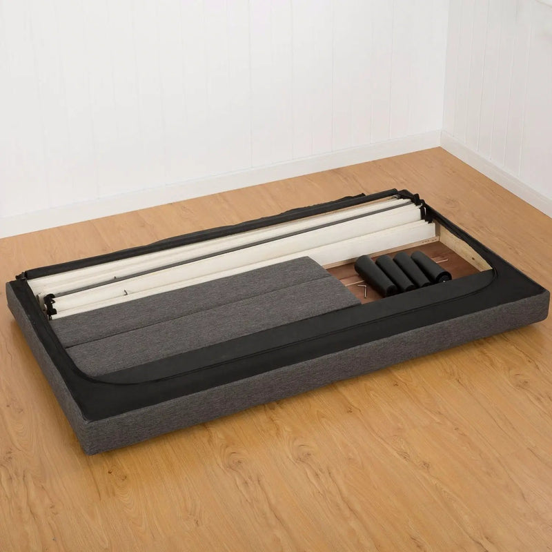 Queen size Modern Classic Dark Grey Upholstered Platform Bed with Headboard by HomePacific