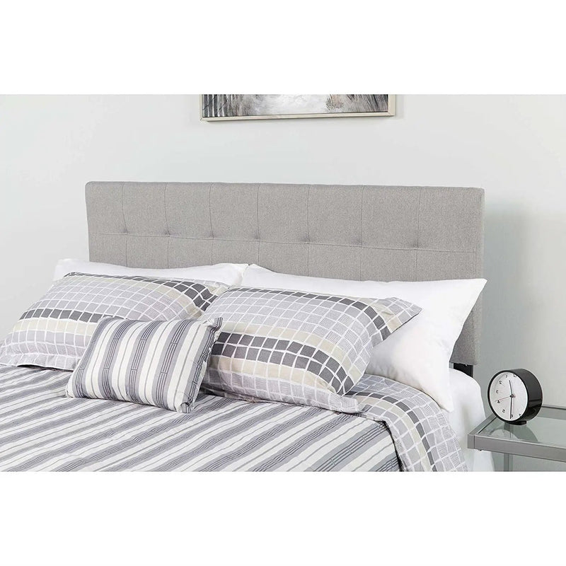Queen size Modern Light Grey Fabric Upholstered Panel Headboard by HomePacific