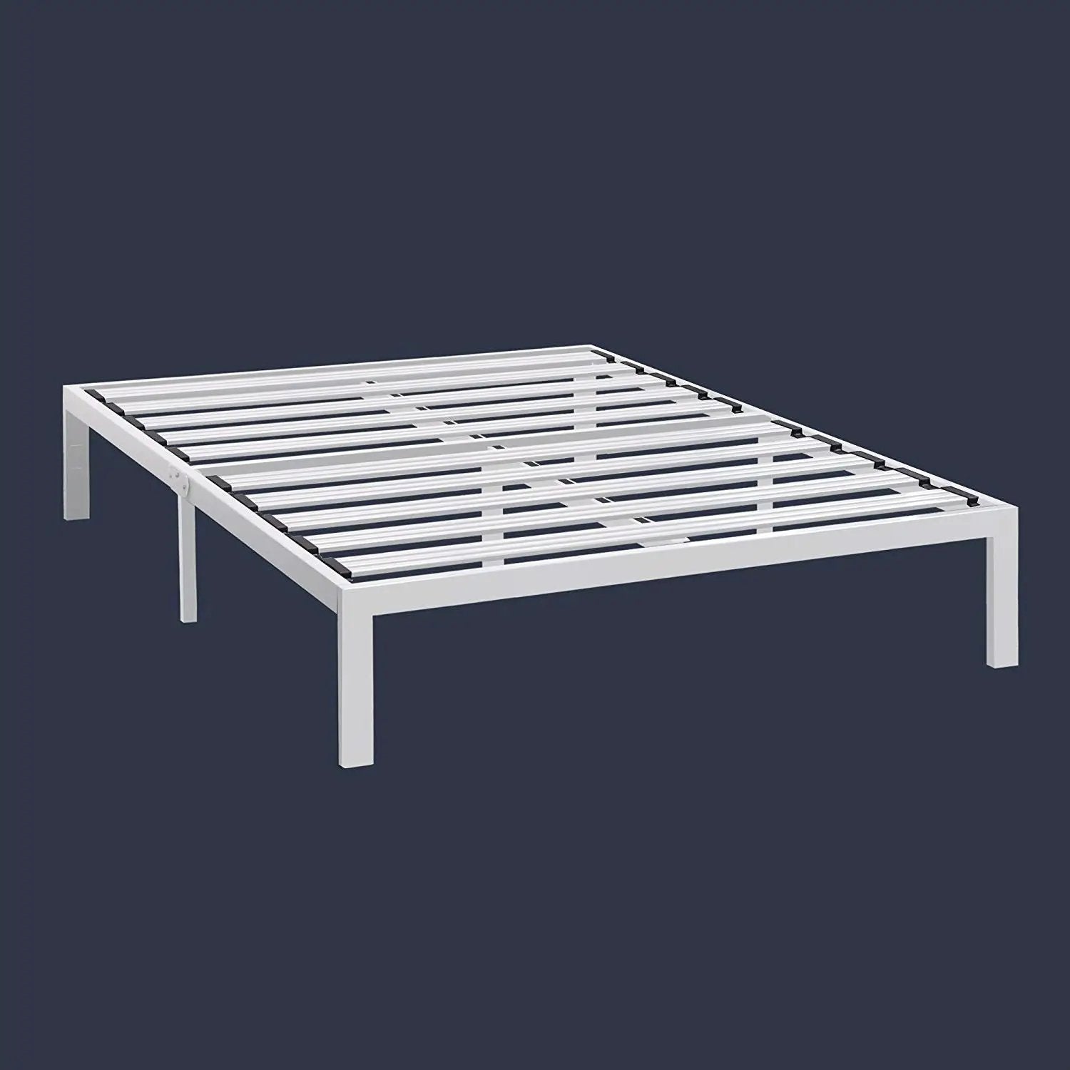 Queen size Heavy Duty Metal Platform Bed Frame in White by HomePacific