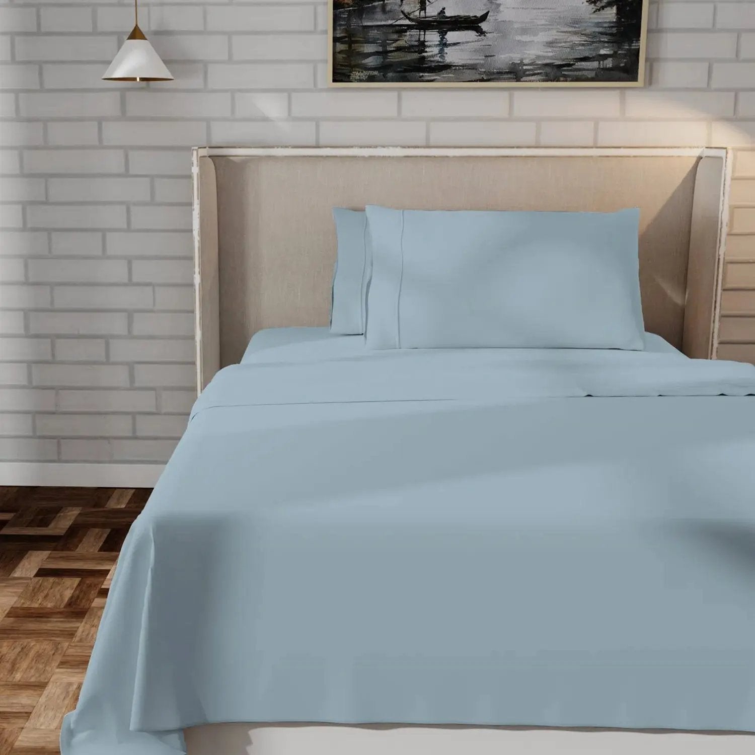 Queen size Aqua Blue 100-Percent Certified Organic Cotton Sheet Set by HomePacific