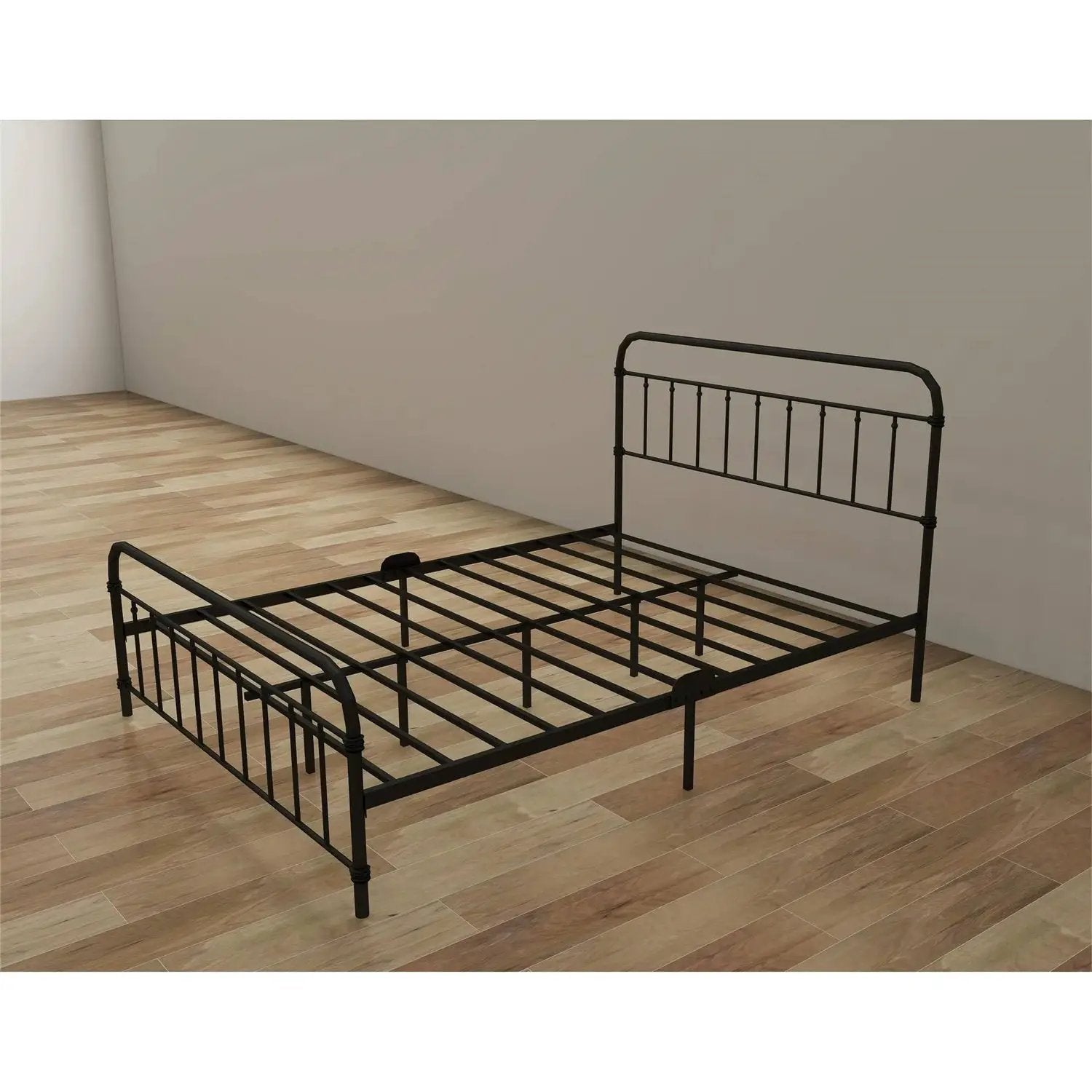 Queen Classic Farmhouse Black Metal Bed Frame with Rounded Headboard Footboard by HomePacific