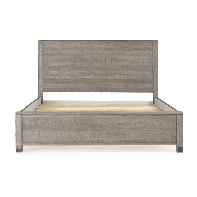 Queen Solid Wooden Platform Bed Frame with Headboard in Grey Wood Finish by HomePacific