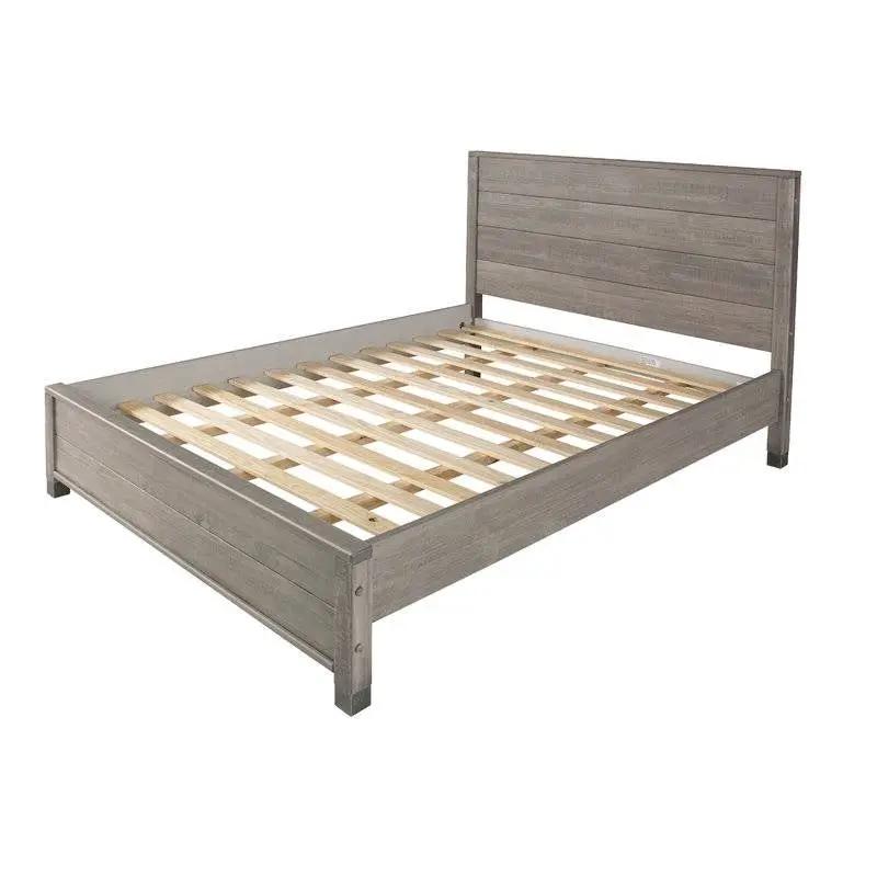 Queen Solid Wooden Platform Bed Frame with Headboard in Grey Wood Finish by HomePacific