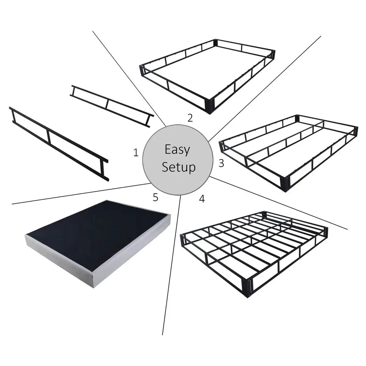 Queen size 7.8-inch Metal Frame Box-Spring Foundation for Mattress with Cover by HomePacific