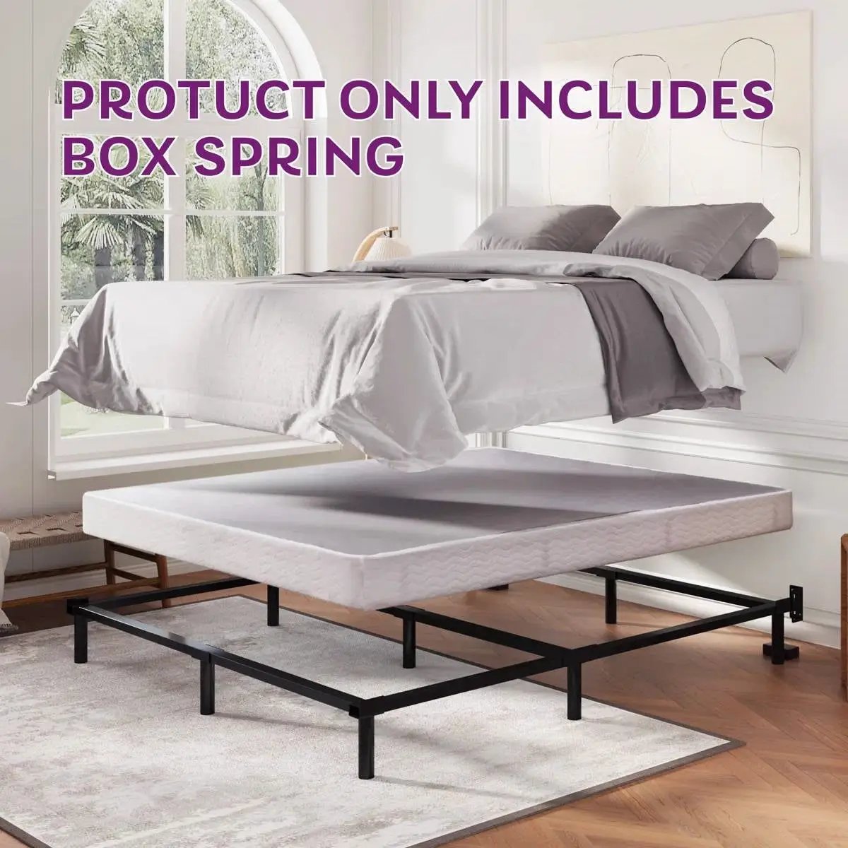 Queen size 5-inch Low Profile Metal Box Spring Mattress Foundation with Cover by HomePacific