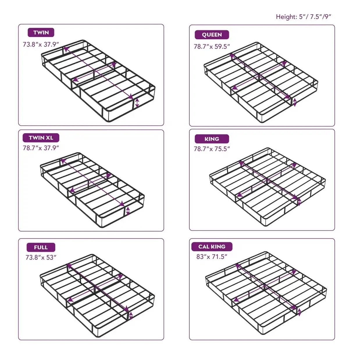 Queen size 5-inch Low Profile Metal Box Spring Mattress Foundation with Cover by HomePacific
