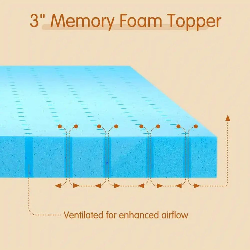 Queen size 3-inch Thick High Density Memory Foam Mattress Topper by HomePacific