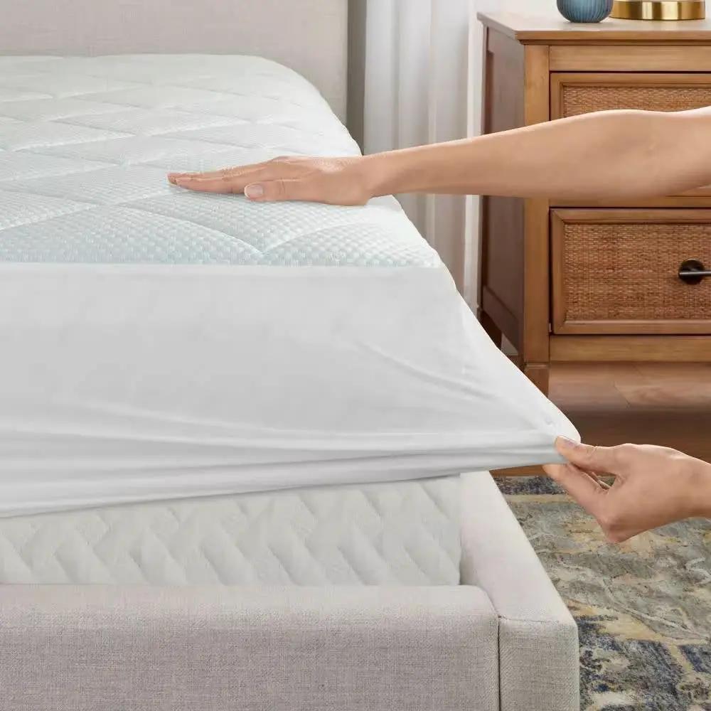 Queen size Washable Quilted Mattress Pad with Elastic Fitted Skirt by HomePacific