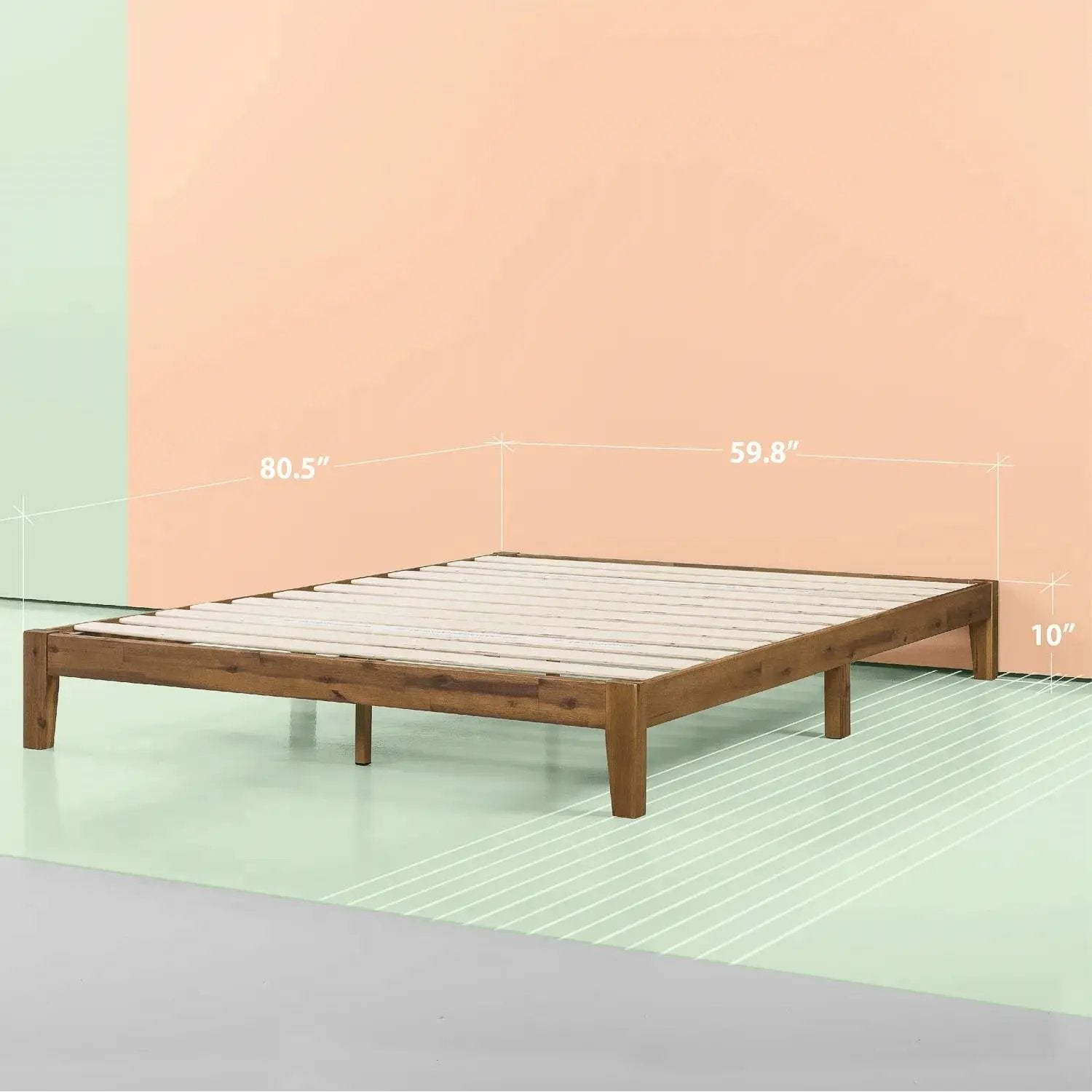 Queen Simple Modern Solid Wood Platform Bed Frame - 700 lb. Weight Capacity by HomePacific