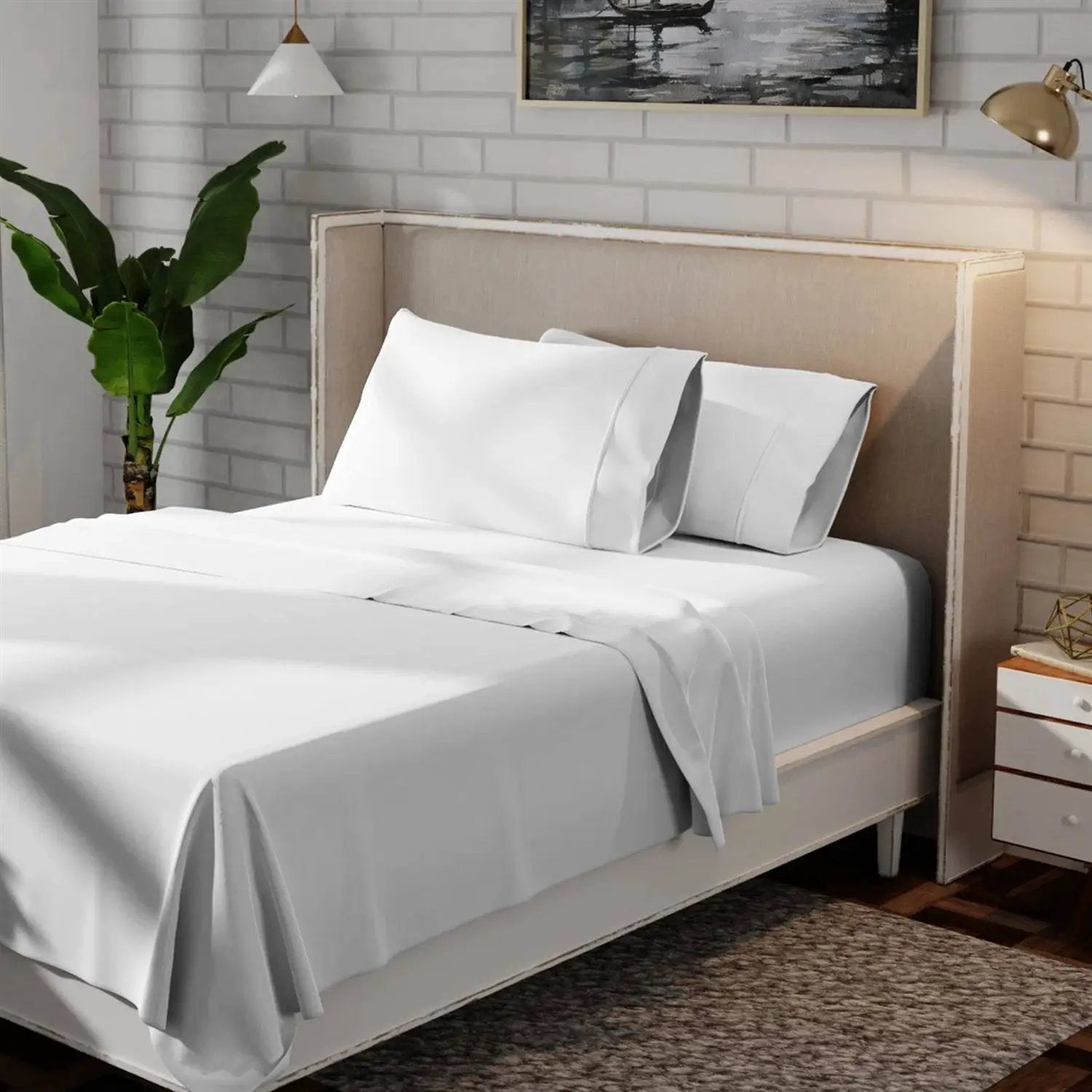 Queen size White 100-Percent Certified Organic Cotton Sheet Set by HomePacific