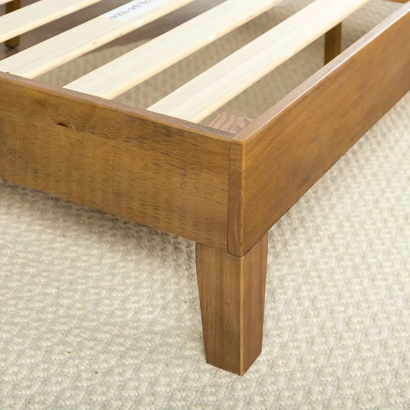 Queen size Solid Wood Modern Platform Bed Frame in Rustic Pine Finish by HomePacific