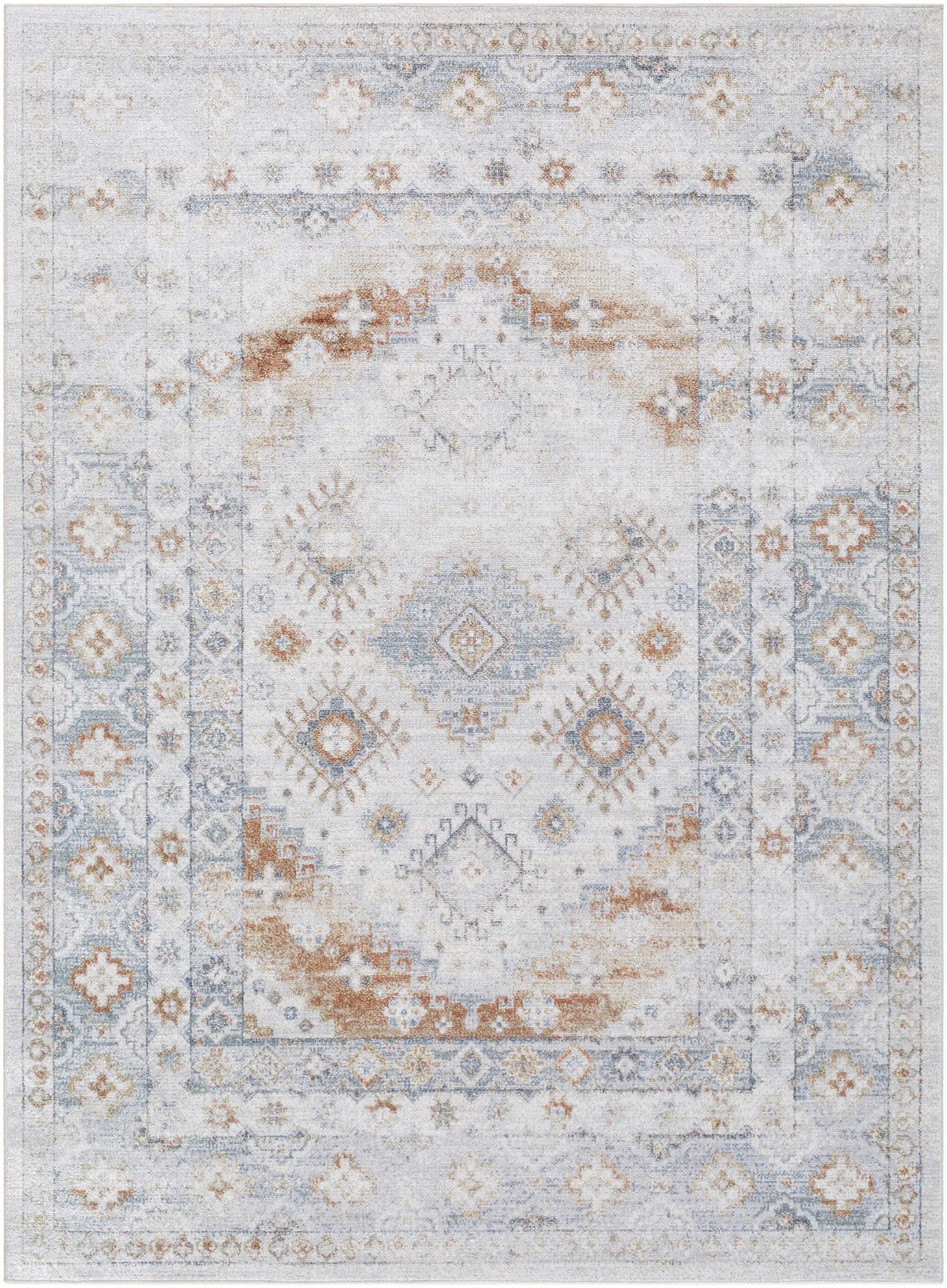 Agaton Blue & Brown Washable Area Rug by Boutique Rugs