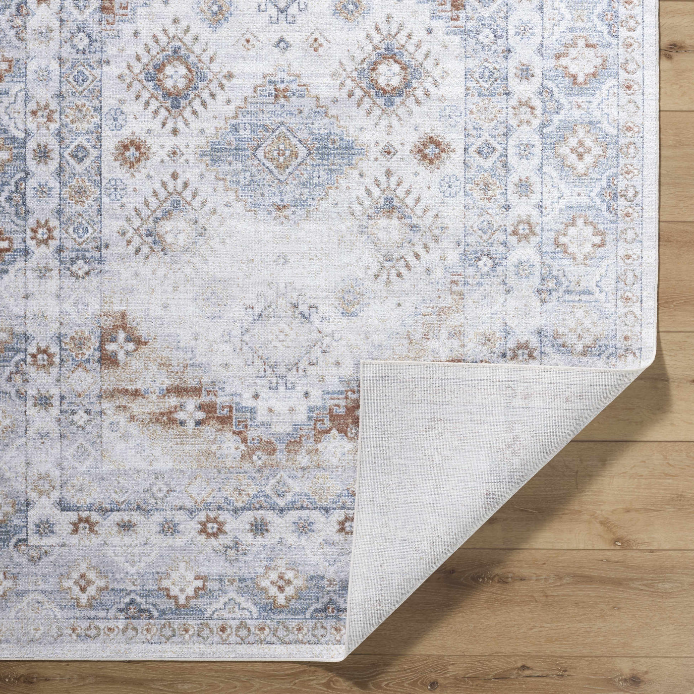 Agaton Blue & Brown Washable Area Rug by Boutique Rugs