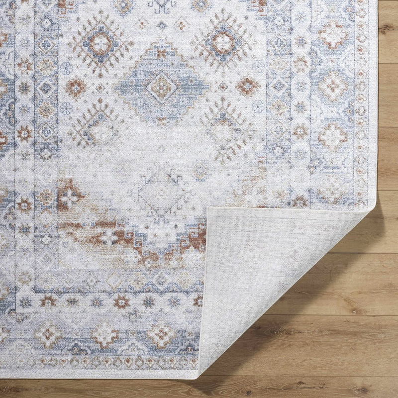 Agaton Blue & Brown Washable Area Rug by Boutique Rugs