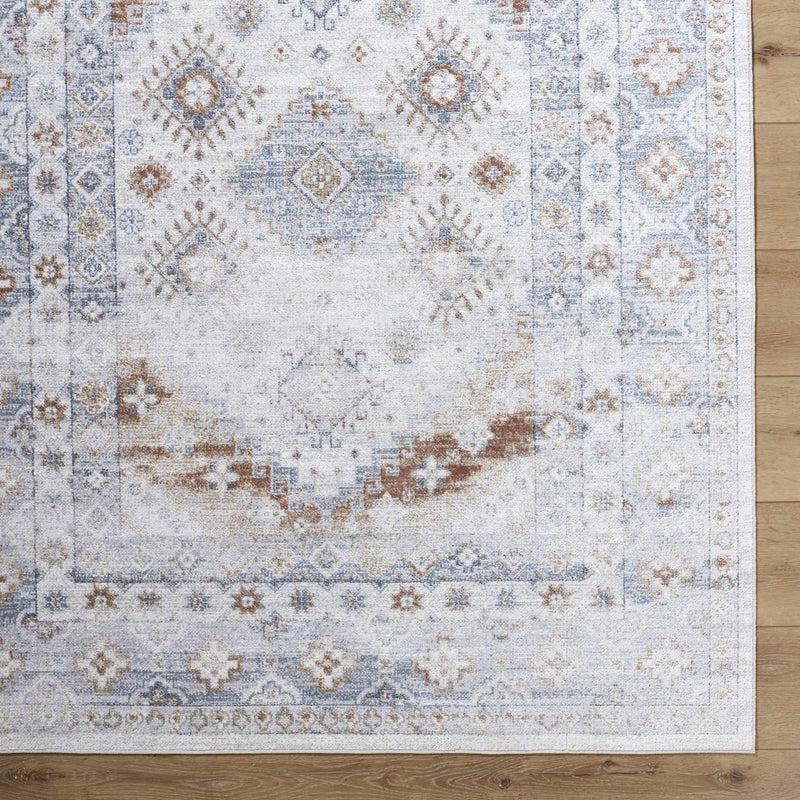 Agaton Blue & Brown Washable Area Rug by Boutique Rugs