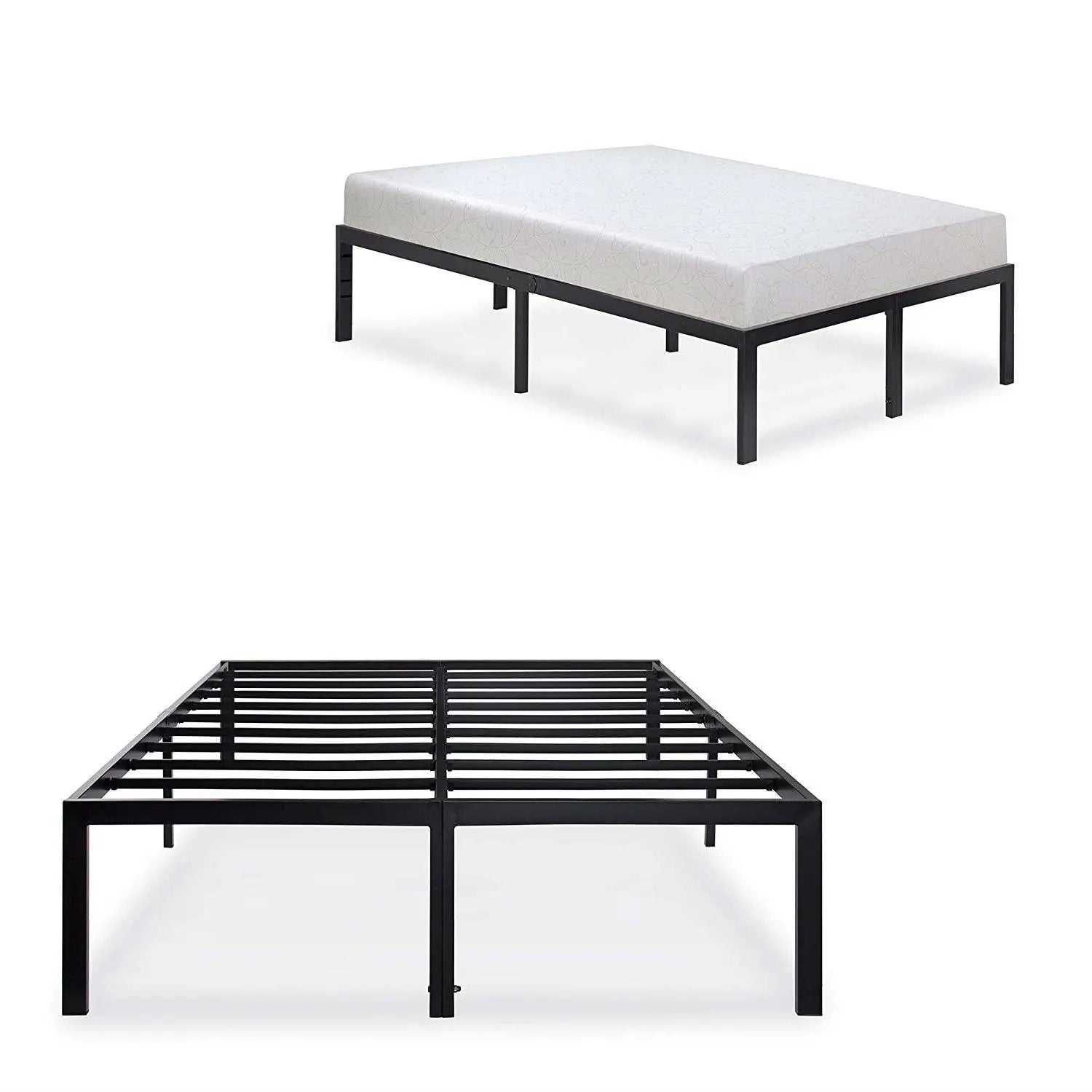 Queen 18-inch High Rise Heavy Duty Black Metal Platform Bed Frame by HomePacific