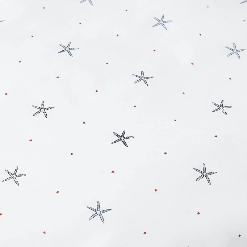 Queen size Coastal Beach Starfish White Navy Red 100-Percent Cotton Sheet Set by HomePacific