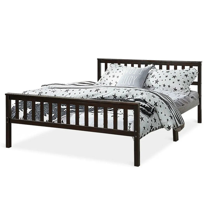 Queen Wood Platform Bed Frame with Headboard and Footboard in Espresso by HomePacific