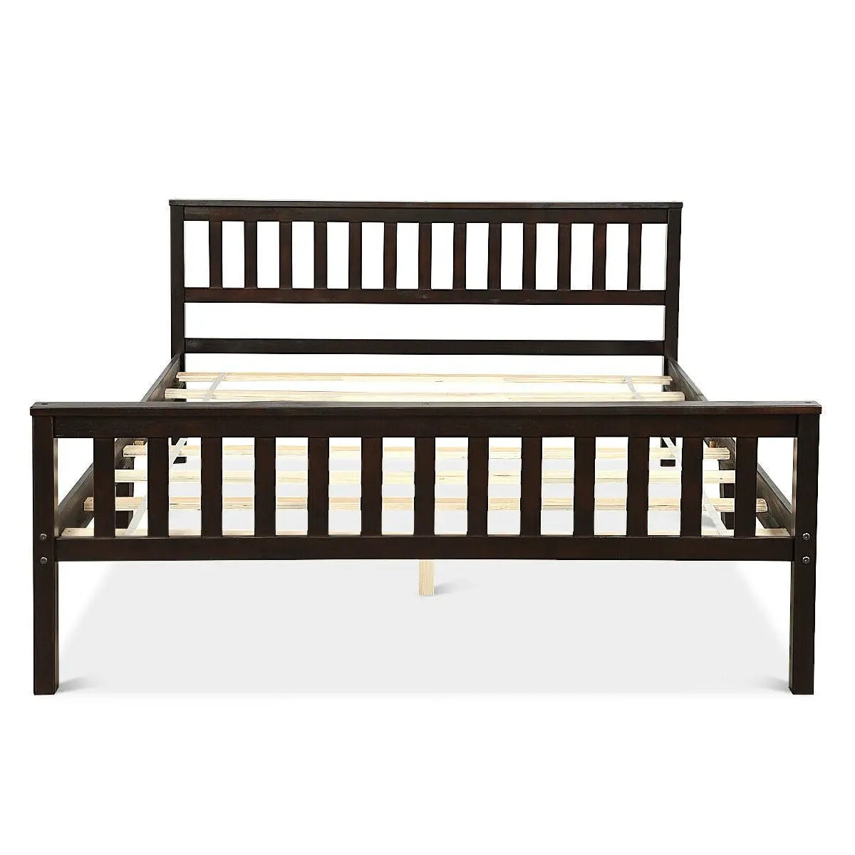 Queen Wood Platform Bed Frame with Headboard and Footboard in Espresso by HomePacific