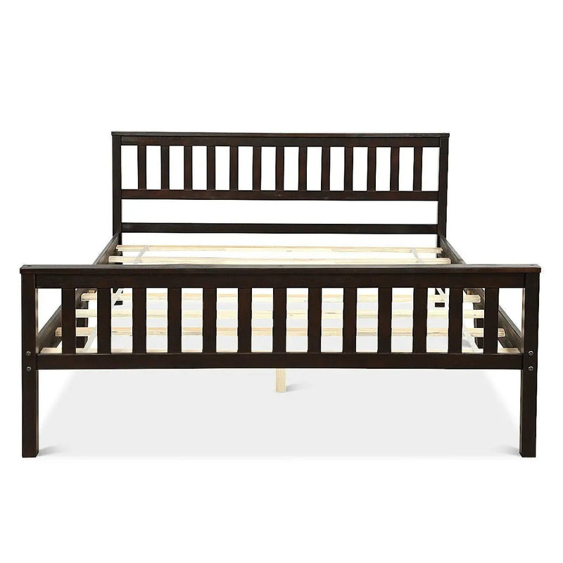 Queen Wood Platform Bed Frame with Headboard and Footboard in Espresso by HomePacific