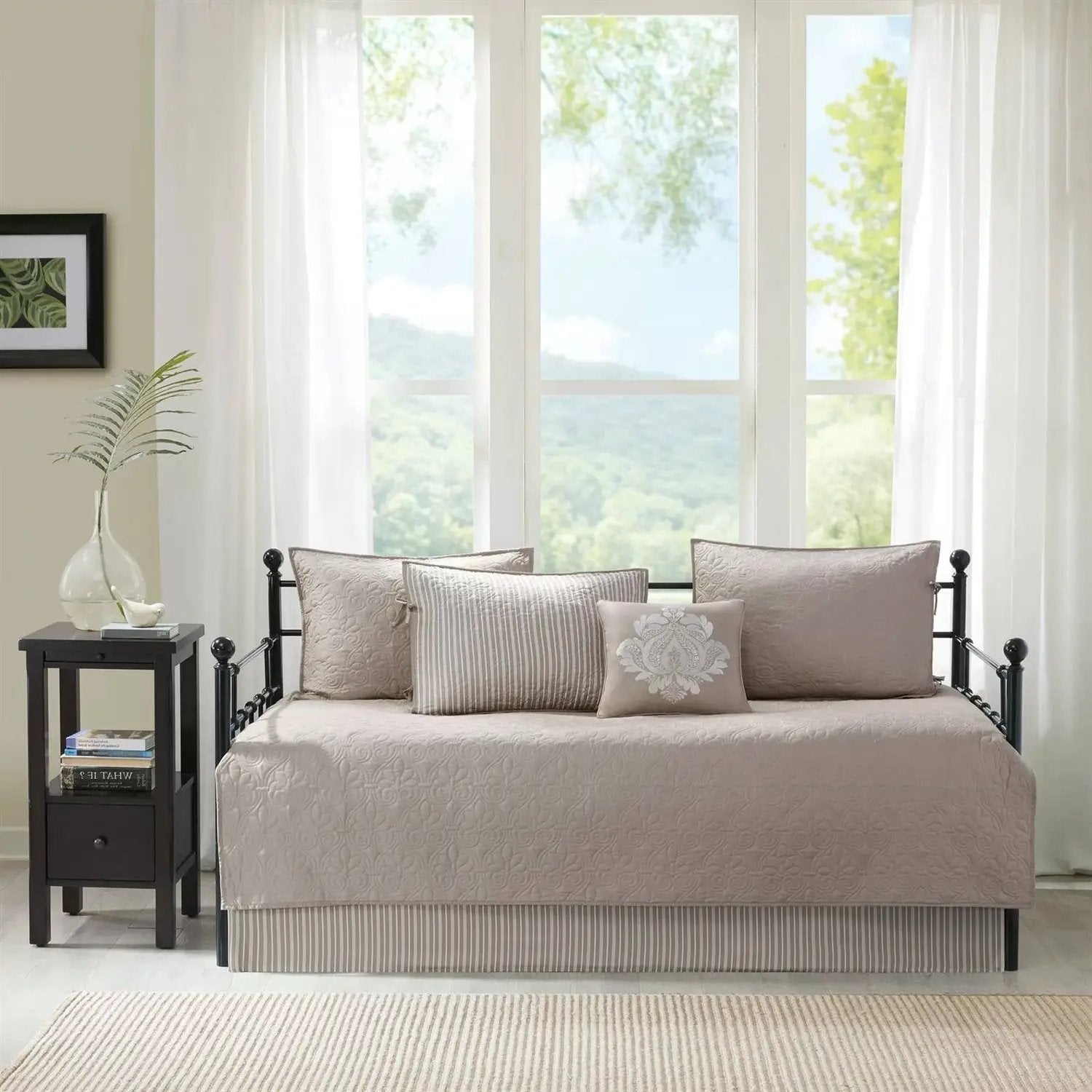 6-Piece Country Cottage Quilted Khaki Reversible Day Bed Cover Set by HomePacific
