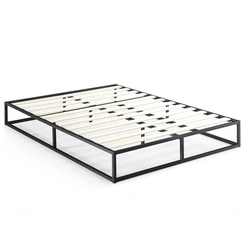 Queen size 10-inch Low Profile Modern Metal Wood Slat Platform Bed Frame by HomePacific