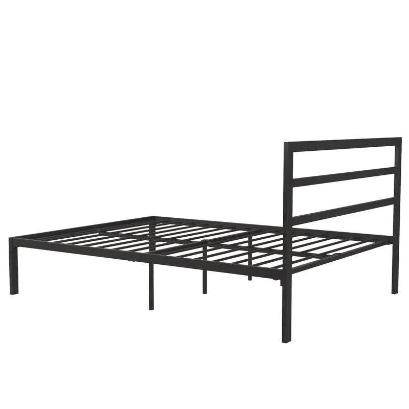 Queen Black Metal Platform Bed Frame with Headboard Included by HomePacific