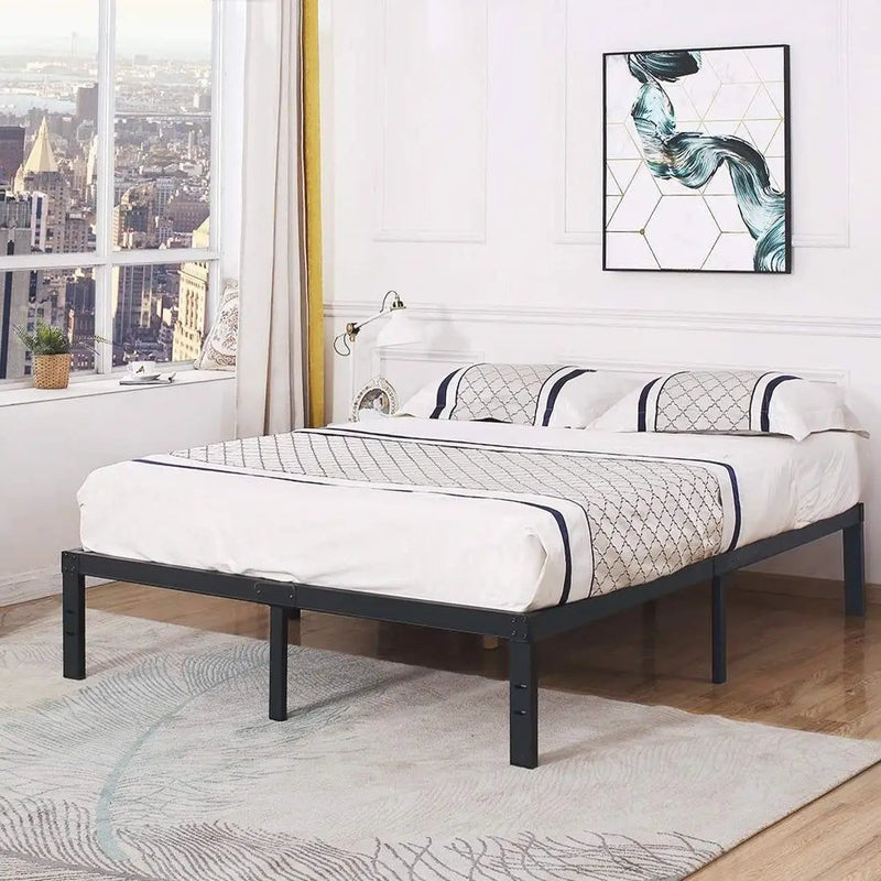 Queen Heavy Duty Metal Platform Bed Frame with Wood Slats 3,500 lbs Weight Limit by HomePacific