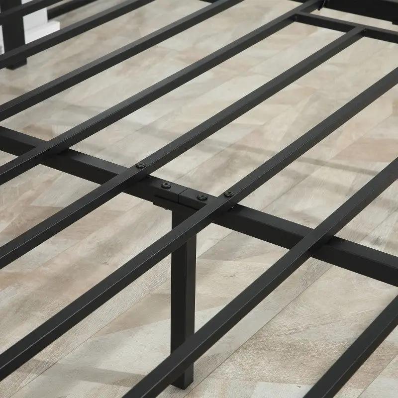 Queen Size FarmHouse Metal Wood Platform Bed Headboard Footboard by HomePacific