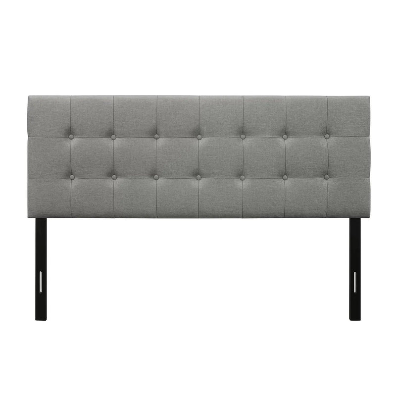 Queen Modern Classic Style Button-Tufted Headboard in Grey Upholstered Fabric by HomePacific