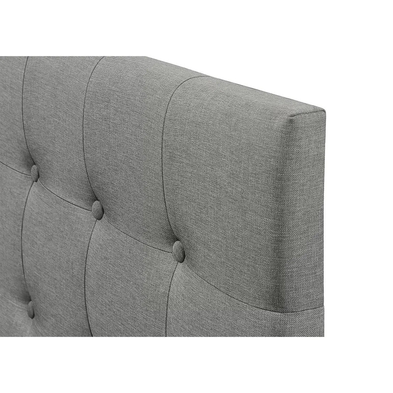 Queen Modern Classic Style Button-Tufted Headboard in Grey Upholstered Fabric by HomePacific