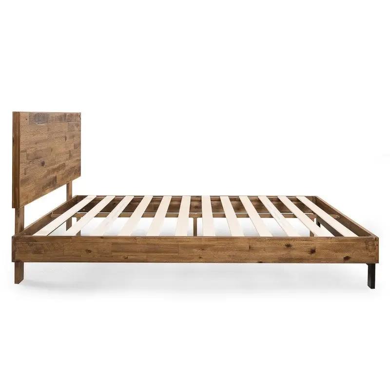 Rustic FarmHome Low Profile Pine Slatted Platform Bed in Queen by HomePacific