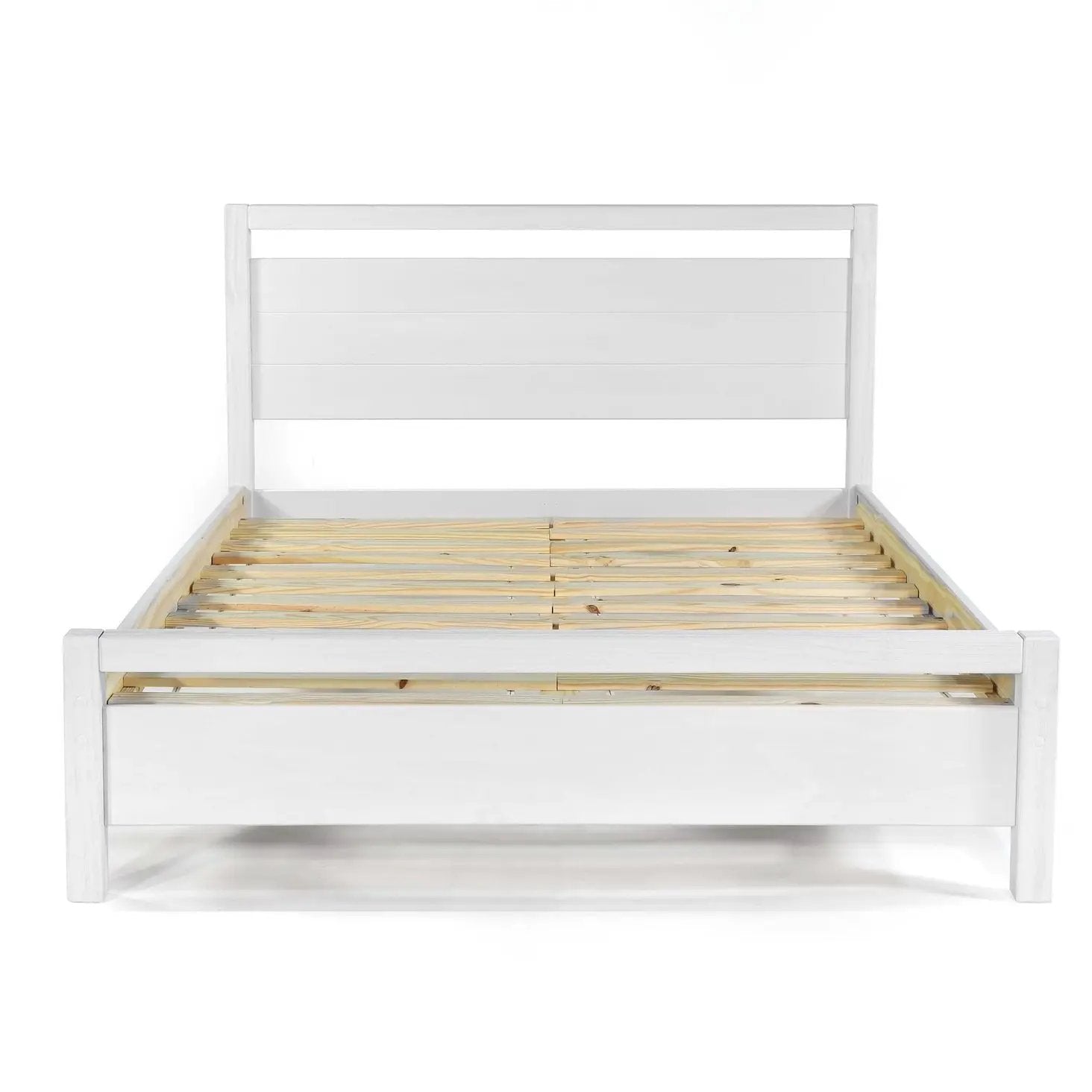 Queen Size FarmHouse Traditional Rustic White Platform Bed by HomePacific