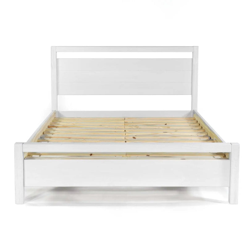 Queen Size FarmHouse Traditional Rustic White Platform Bed by HomePacific