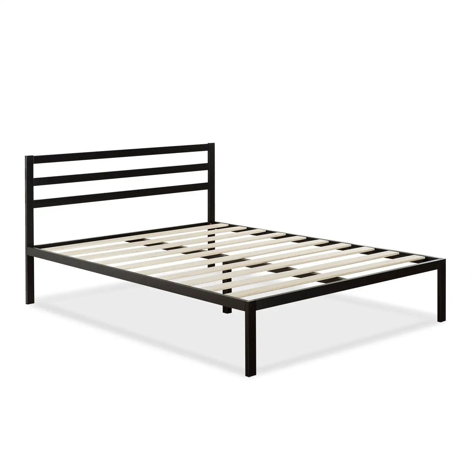 Queen Metal Platform Bed Frame with Headboard and Wood Slats by HomePacific