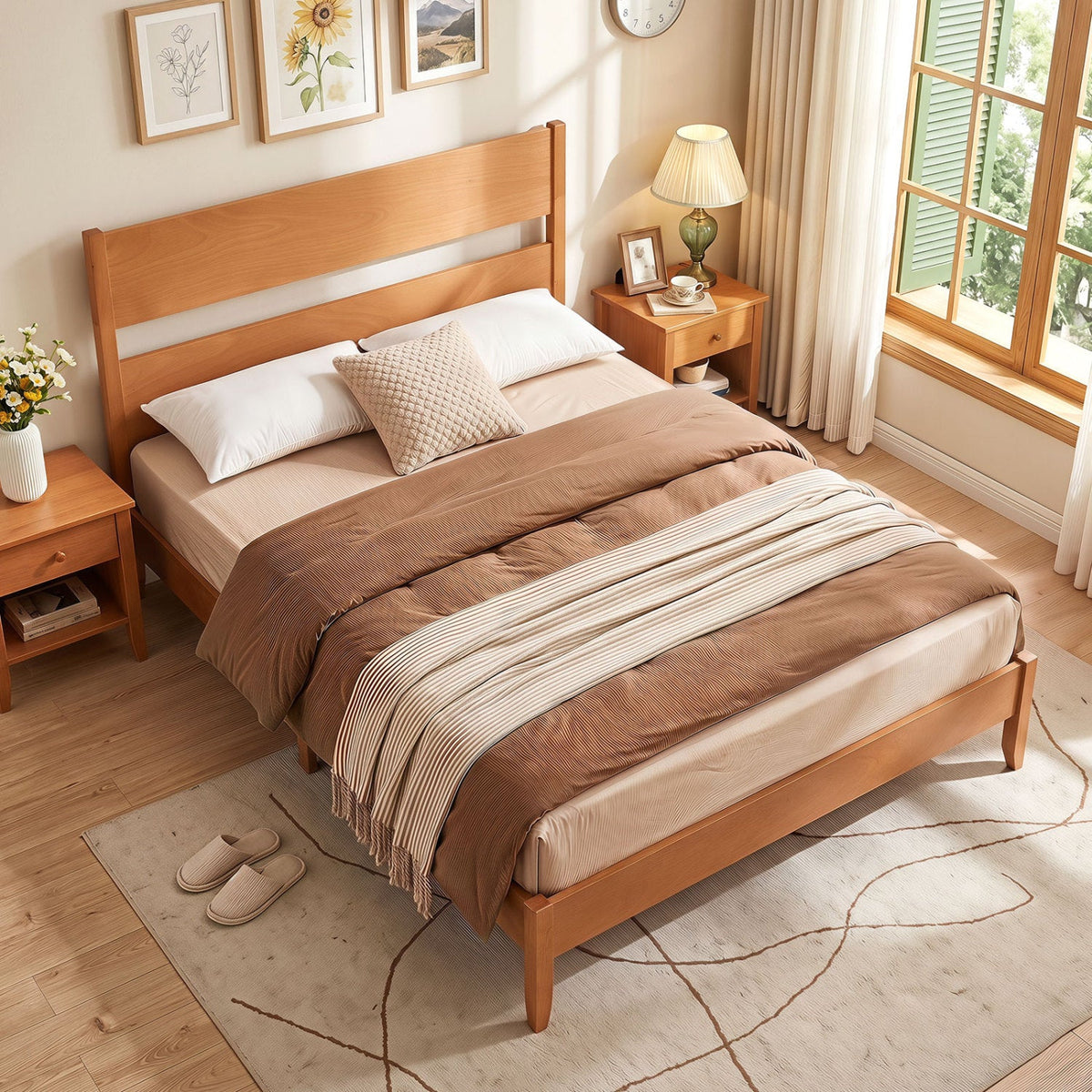 Queen Bed Frame with Headboard and Solid Wood Legs, photo 5 of 16