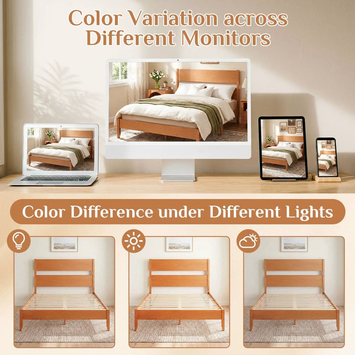 Queen Bed Frame with Headboard and Solid Wood Legs by DirectDeals
