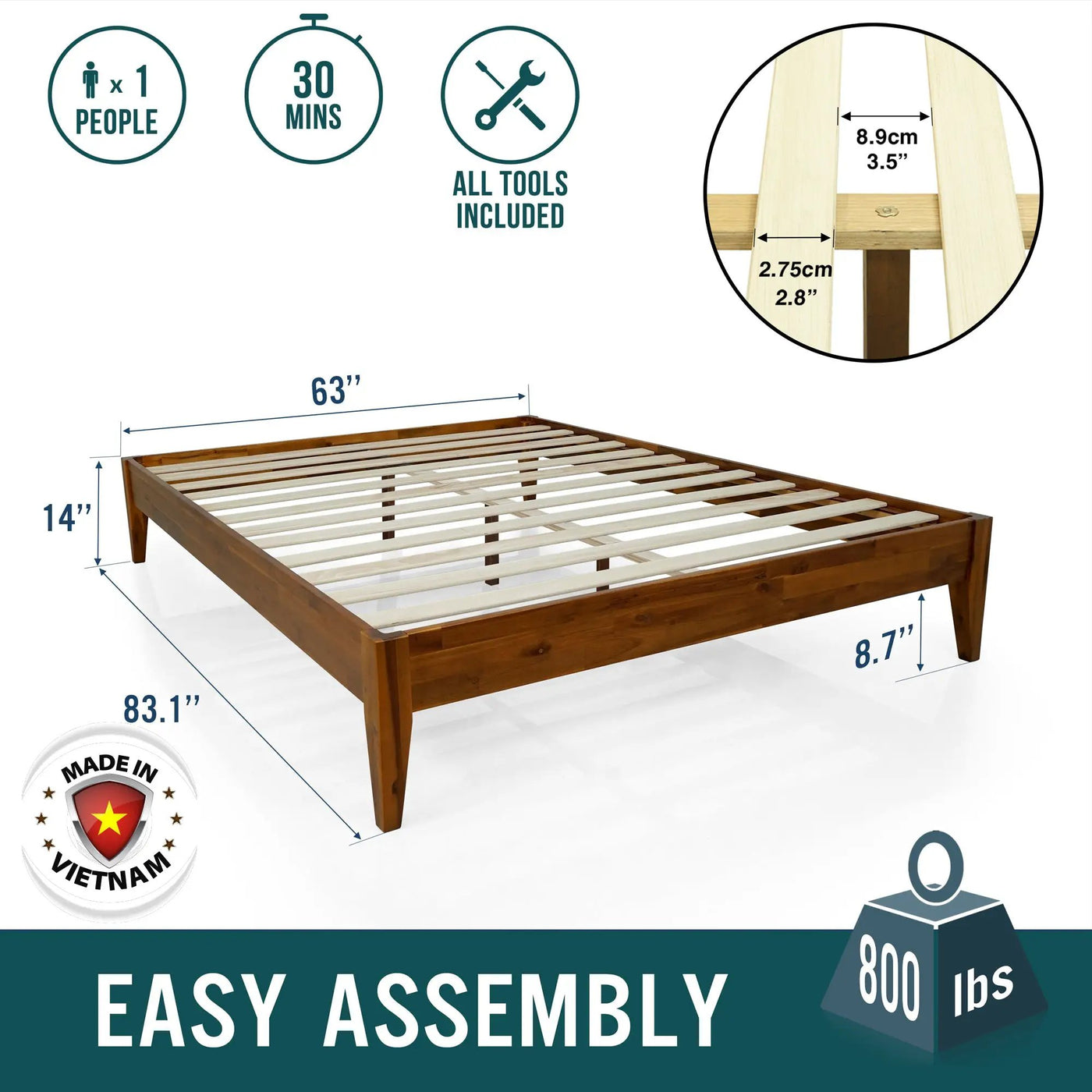 Mervyn Solid Wood Bed Frame by Megsu