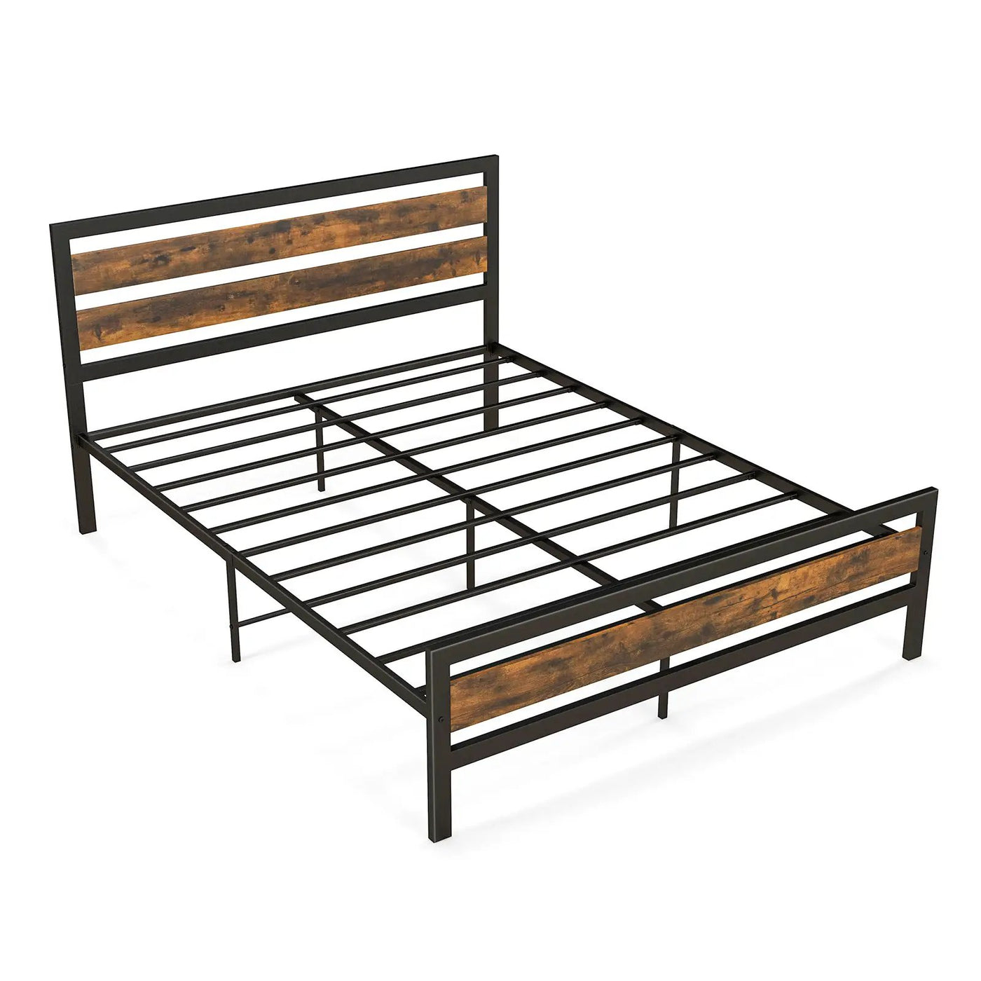 Full/Queen Industrial Bed Frame with Rustic Headboard and Footboard-Queen Size by DirectDeals